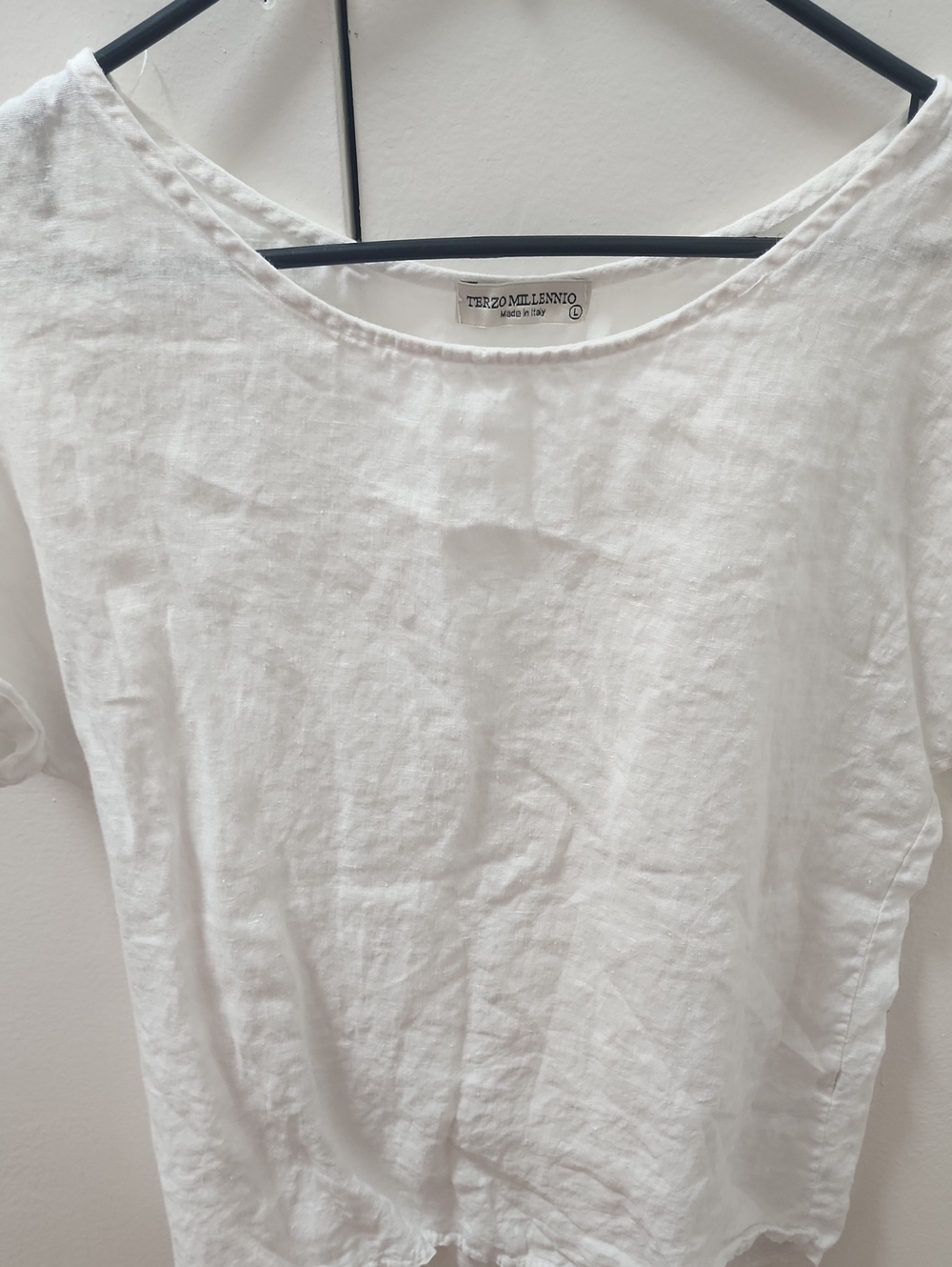 White Linen Short Sleeve Women's Tee